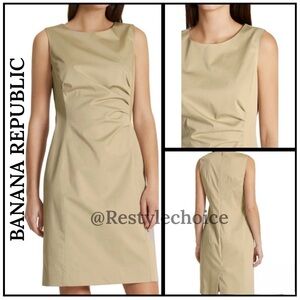 BANANA REPUBLIC STRETCH WRAPPED SIDE SHEATH DRESS TAN